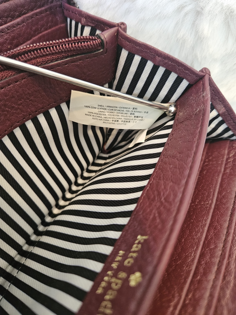 Kate Spade New York Large Zip Around Wallet Pebbled Leather Burgundy - Good Cond - Picture 14 of 15